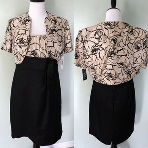 NWT Alex Evenings Floral Printed Dress& Jacket Set Sz 24 Mother of the Bride